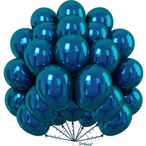 Dagelar Luftballon Metallic Dunkelblau, 50 Stück 10 Zoll Doppelschichten Chrom Navy Blau Ballons,Glänzende Metallic Blau Ballons für Disco-Mottoparty Geburtstag Party Mitzvah Abschlussfeier Dekoration von Dagelar