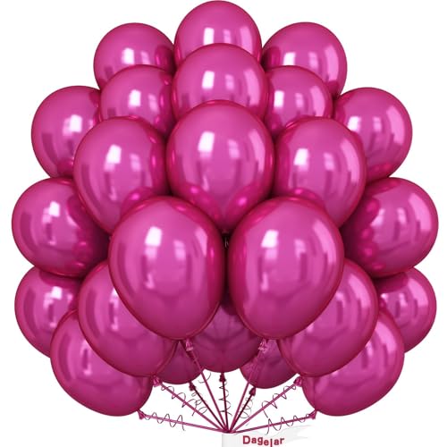 Dagelar Luftballon Metallic Rosa Pink, 50 Stück 10 Zoll Doppelschichten Chrom Rosé Rot Ballons, Glänzende Metallic Magenta Ballons für Frau Mädchen Disco-Mottoparty Geburtstag Hochzeit Party Deko von Dagelar