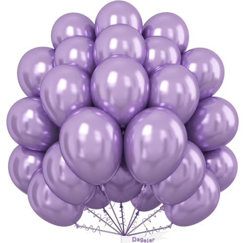 Dagelar Luftballons Metallic Pastell Lila, 50 Stück 10 Zoll Chrom Lavendel Lila Party Glänzende Ballons, Metallisches Violett Helium Ballon für Mädchen Frauen Geburtstag Hochzeit Babyparty Deko von Dagelar