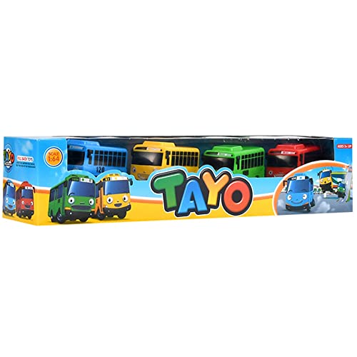 Daijianbin 4 StüCk Kleiner Bus Mini Kunststoff ZurüCkziehen Blau Rot Gelb GrüN Bus Auto Modell für Kinder Geschenk von Daijianbin