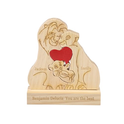 Personalisiertes Geschenke Holzkunstpuzzle der Bärenfamilie mit 1-8 Namen dankeschön Geschenke Familie für Mama Papa Oma Opa (# 1) von Dailygems