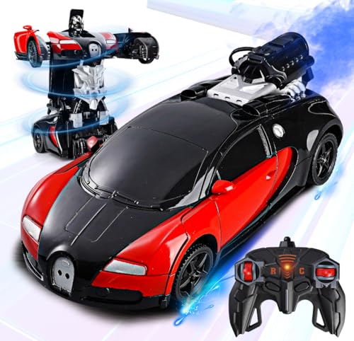 Daioller Ferngesteuerter TransformCar Roboter mit Spray, RC wiederaufladbares Spielzeugauto mit LED-Licht, elektrisches Hobby Sport Rennfahrzeug für Kinder Jungen Alter 3 4 5 6 7 von Daioller