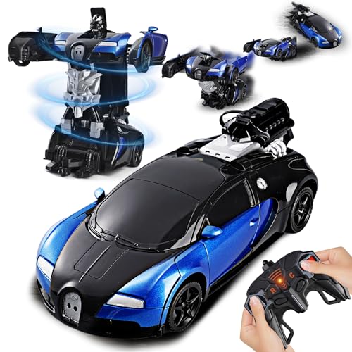 Daioller Deformiertes Roboter-Spielzeug, ferngesteuertes Auto, Transformation für Kinder, ferngesteuertes Auto mit Spray/Musik/LED-Lichtern, Rennwagen für Jungen und Mädchen, 3 4 5 6 7+ Jahre von Daioller