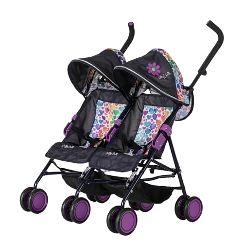 Daisy Chain Zipp Max-Zwillings-Puppenbuggy – Empfohlen für Kinder zwischen 4 und 9 Jahren. (Rainbow Hearts) von Daisy Chain