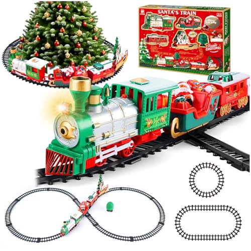 Daity Elektrischer Weihnachtszug mit Licht Sound und Lokomotive 3 Autobox Eisenbahn Kinder elektrisch Zug um den Weihnachtsbaum geeignet für Kinder ab 3 Jahren von Daity