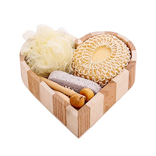 Dajidafu 6 teiliges Badeset, herzförmige, weiche Badeblume, Waschwerkzeuge, Dusche, Geschenkbox, Waschhaut, Saunazubehör für Badezimmer von Dajidafu