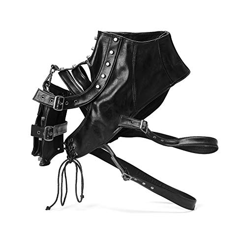 Dajingkj Damen Steampunk Schulter Rüstung Gothic Verstellbar Schwarz PU Leder Kostüm Zubehör für Halloween Party Cosplay von Dajingkj