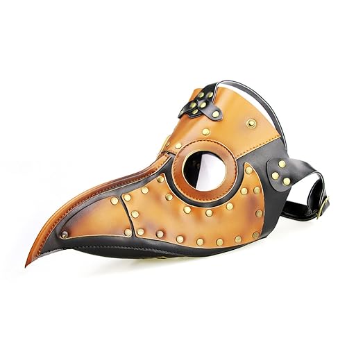 Dajingkj Pest Arzt Maske Steampunk PU Leder Lange Nase Vogelschnabel Halbe Pest Doktor Masken Verstellbar Gruselige Halloween Maske Kostüme Requisiten von Dajingkj