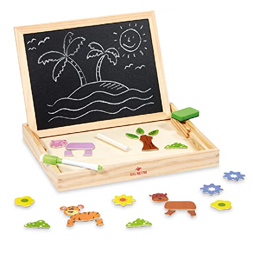 Dal - Mein Learn & Play Whiteboard - Doppelte Holztafel komplett mit Magneten, Kreiden, Marker und Radierer. Geeignet für Kinder ab 4 Jahren. von Dal Negro