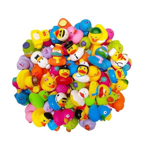 Mini-Enten | 50 Stück kleine Babyparty-Gummienten | Verschiedene Badespielzeug-Enten | Hochwertige Mini-Duschenten mit Netztasche | Perfekt für Babys und Kleinkinder | Spaßiges und sicheres von Dalchana