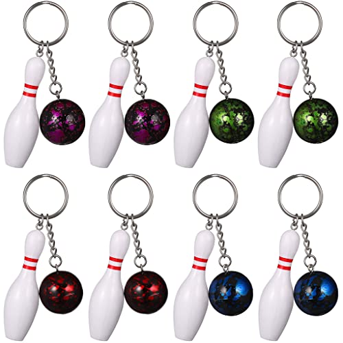 Dalettu 8 Stück Mini Bowling Schlüsselanhänger, Bowling Anhänger,Keychain Charms, Bowling Party Favors, Mini-Bowling-Anhänger, Sports Team Souvenir, Freunde Kinder Familie Geschenk von Dalettu