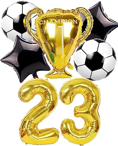 Dalettu Fußball 23. Geburtstag Deko Jahre Mann, Luftballons Fußball Geburtstagsdeko 23 Jahre Männer, Gold Riesen Folienballon Zahlen 23, Fußball Thema 23 Jahr Jahre Mann Party Deko Luftballons von Dalettu