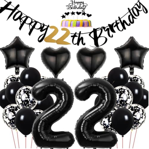 Dalettu Geburtstagsdeko 22 Jahre Frau, Ballons 22. Geburtstag Dekoration, Tortendeko Geburtstag 22 Jahre Frauen, Folienballon Zahl 22 Schwarz, Happy 22th Birthday Deko 22 Geburtstag Frauen Männer Dalettu Geburtstagsdeko 22 Jahre Frau, Ballons 22. Geburtstag Dekoration, Tortendeko Geburtstag 22 Jahre Frauen, Folienballon Zahl 22 Schwarz, Happy 22th Birthday Deko 22 Geburtstag Frauen Männer von Dalettu