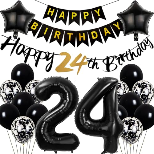 Dalettu Geburtstagsdeko 24 Jahre Frau, Luftballon 24. Geburtstag Dekoration Set, Happy 24th Birthday Deko 24 Geburtstag Frau Mann, Folienballon Zahl 24 Schwarz, Deko 24. Geburtstag Frauen Männer Dalettu Geburtstagsdeko 24 Jahre Frau, Luftballon 24. Geburtstag Dekoration Set, Happy 24th Birthday Deko 24 Geburtstag Frau Mann, Folienballon Zahl 24 Schwarz, Deko 24. Geburtstag Frauen Männer von Dalettu