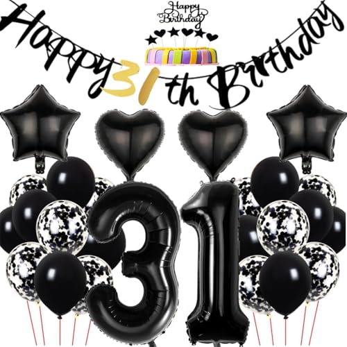 Dalettu Geburtstagsdeko 31 Jahre Frau, Ballons 31. Geburtstag Dekoration, Tortendeko Geburtstag 31 Jahre Frauen, Folienballon Zahl 31 Schwarz, Happy 31th Birthday Deko 31 Geburtstag Frauen Männer Dalettu Geburtstagsdeko 31 Jahre Frau, Ballons 31. Geburtstag Dekoration, Tortendeko Geburtstag 31 Jahre Frauen, Folienballon Zahl 31 Schwarz, Happy 31th Birthday Deko 31 Geburtstag Frauen Männer von Dalettu