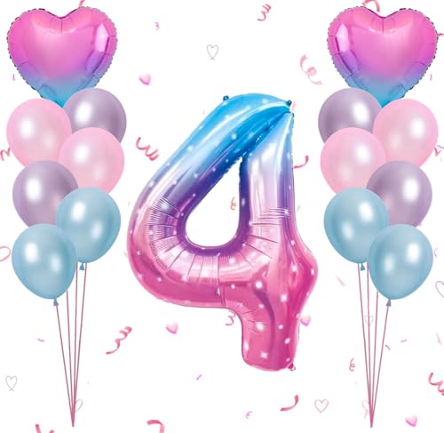 Dalettu Luftballon 4. Geburtstag Mädchen Deko, Ballons Sternenhimmel Zahl 4 Luftballon, Latexballons HellRosa Blau Lila Herz Folienballon Zahl 4 für Mädchen Kinder 4. Geburtstag Party Dek Dalettu Luftballon 4. Geburtstag Mädchen Deko, Ballons Sternenhimmel Zahl 4 Luftballon, Latexballons HellRosa Blau Lila Herz Folienballon Zahl 4 für Mädchen Kinder 4. Geburtstag Party Dek von Dalettu