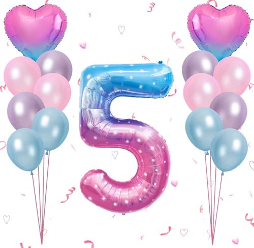 Dalettu Luftballon 5. Geburtstag Mädchen Deko, Ballons Sternenhimmel Zahl 5 Luftballon, Latexballons HellRosa Blau Lila Herz Folienballon Zahl 5 für Mädchen Kinder 5. Geburtstag Party Dek Dalettu Luftballon 5. Geburtstag Mädchen Deko, Ballons Sternenhimmel Zahl 5 Luftballon, Latexballons HellRosa Blau Lila Herz Folienballon Zahl 5 für Mädchen Kinder 5. Geburtstag Party Dek von Dalettu