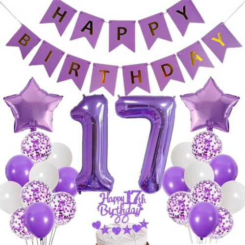 Dalettu Luftballons 17. Geburtstag Dekoration, Tortendeko Happy 17th Birthday Deko 17 Jahre Mädchen, Folienballon Zahl 17 Lila, Deko 17. Geburtstag Mädchen, Lila Geburtstagsdeko 17 Jahr Jungen Mädchen Dalettu Luftballons 17. Geburtstag Dekoration, Tortendeko Happy 17th Birthday Deko 17 Jahre Mädchen, Folienballon Zahl 17 Lila, Deko 17. Geburtstag Mädchen, Lila Geburtstagsdeko 17 Jahr Jungen Mädchen von Dalettu