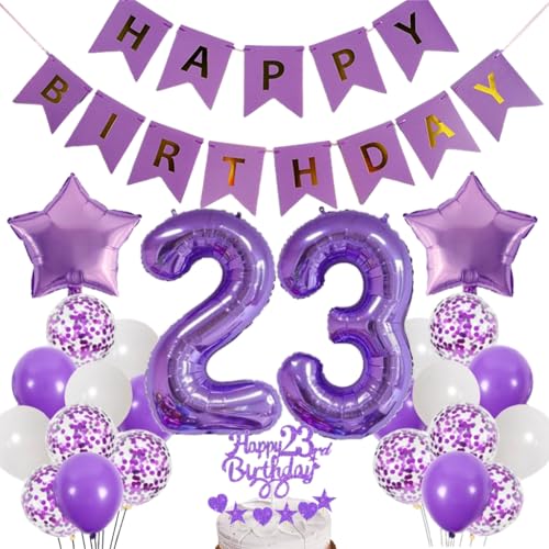 Dalettu Luftballons 23. Geburtstag Dekoration, Tortendeko Happy 23th Birthday Deko 23 Jahre Mädchen, Folienballon Zahl 23 Lila, Deko 23. Geburtstag Mädchen, Lila Geburtstagsdeko 23 Jahr Jungen Mädchen Dalettu Luftballons 23. Geburtstag Dekoration, Tortendeko Happy 23th Birthday Deko 23 Jahre Mädchen, Folienballon Zahl 23 Lila, Deko 23. Geburtstag Mädchen, Lila Geburtstagsdeko 23 Jahr Jungen Mädchen von Dalettu