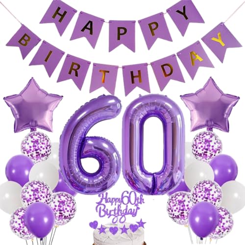 Dalettu Luftballons 60. Geburtstag Dekoration, Tortendeko Happy 60th Birthday Deko 60 Jahre Frau, Folienballon Zahl 60 Lila, Deko 60. Geburtstag Frauen, Lila Geburtstagsdeko 60 Jahr Männer Frauen Dalettu Luftballons 60. Geburtstag Dekoration, Tortendeko Happy 60th Birthday Deko 60 Jahre Frau, Folienballon Zahl 60 Lila, Deko 60. Geburtstag Frauen, Lila Geburtstagsdeko 60 Jahr Männer Frauen von Dalettu