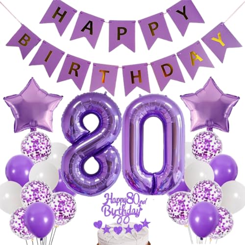 Dalettu Luftballons 80. Geburtstag Dekoration, Tortendeko Happy 80th Birthday Deko 80 Jahre Frau, Folienballon Zahl 80 Lila, Deko 80. Geburtstag Frauen, Lila Geburtstagsdeko 80 Jahr Männer Frauen Dalettu Luftballons 80. Geburtstag Dekoration, Tortendeko Happy 80th Birthday Deko 80 Jahre Frau, Folienballon Zahl 80 Lila, Deko 80. Geburtstag Frauen, Lila Geburtstagsdeko 80 Jahr Männer Frauen von Dalettu