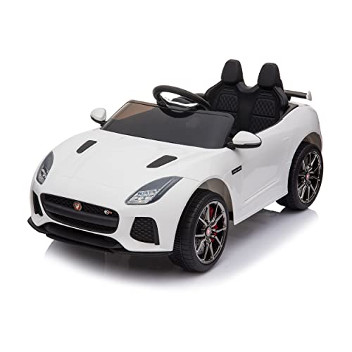 Kinder Elektroauto Jaguar F-Type SVR Coupé 12 Volt 2x30 Watt elektrisches Kinderauto mit 2,4G Fernbedienung & Musik & LED-Licht & Hupe, Kinderfahrzeug Elektrofahrzeug von Daliya® (Weiß) von Daliya