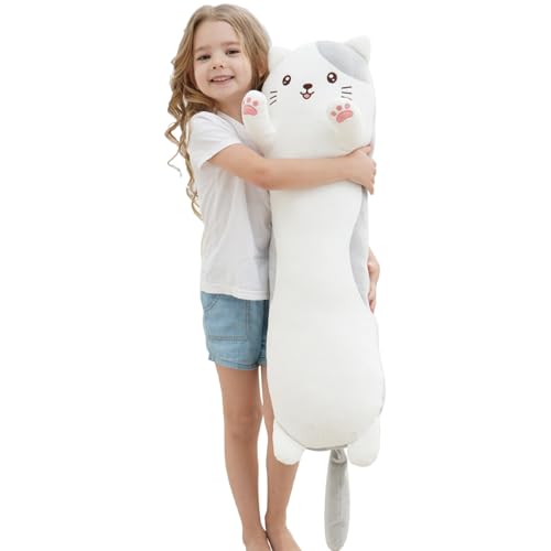 90CM lange Plüschkatzen-Stofftier, weiches großes Katzenplüschkissen, süßes Kätzchen-Plüschtier-Körperkissen, großes Katzen-Schlafkissen,Geschenke für Kinder zu Halloween, Weihnachten, Erntedankfest von Dalmao