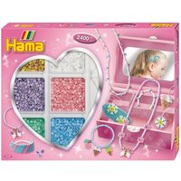 Hama 3707 - Kreativbox Accessoires, Schmuckset mit ca. 2400 Midi-Bügelperlen, Stiftplatte und Zubehör von Dan Import