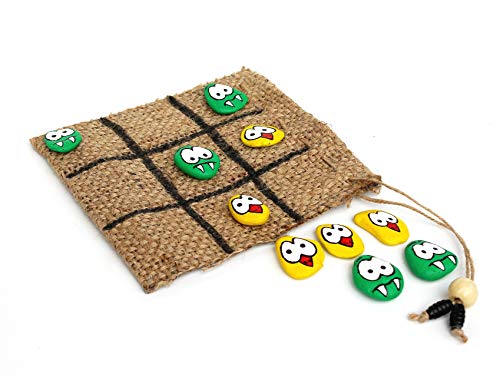 Tic Tac Toe Spiel Holz DREI Gewinnt handgemacht 4101 Seeschach Spielset für unterwegs Mehrfarbig von DanDiBo