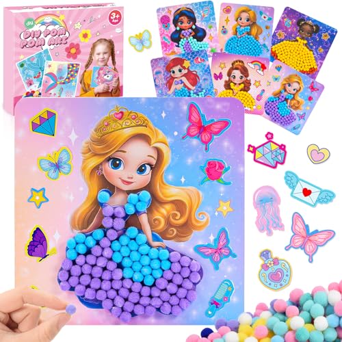 Dancial Mädchen Geschenke DIY Spielzeug Set 6PCS, Pom Pom Handwerk & Kunst Kits Prinzessin Handwerk Geschenke für Mädchen Alter 2 3 4 5 6, Geburtstag Weihnachten Geschenke für Mädchen 3-8 von Dancial