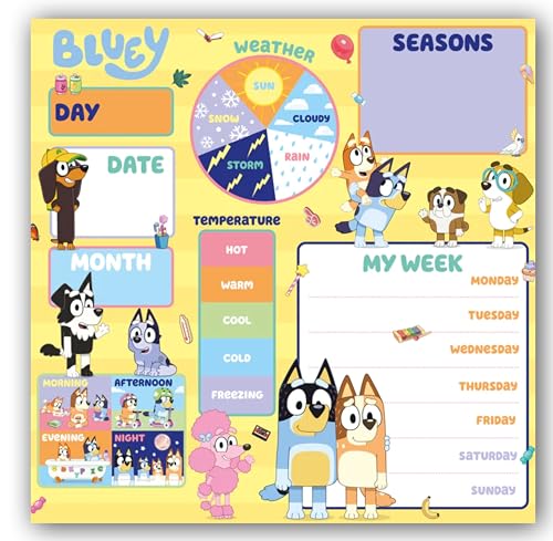 Danilo Promotions LTD Bluey My First Activity Kalender – Visueller Tagesplaner für Kinder, Lehrzeiten, Tage, Wetter und Monate von Danilo Promotions LTD