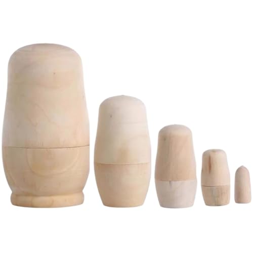 5 Stück Unbemalte Russische Nesting Dolls, Dekoration DIY Matroschka Puppen Russische Nesting Dolls Leere Holzembryonen 5 Stück Unbemalte Russische Nesting Dolls, Dekoration DIY Matroschka Puppen Russische Nesting Dolls Leere Holzembryonen von Danlai