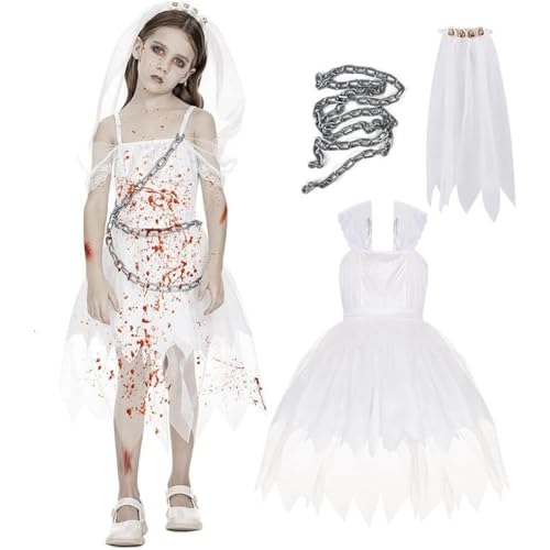 Danlai Gothic Ärmelloses Kleiderset, Friedhofsbrautkostüm Für Mädchen, Halloween Cosplay Outfits Kleid Schleier Und Körperkette Danlai Gothic Ärmelloses Kleiderset, Friedhofsbrautkostüm Für Mädchen, Halloween Cosplay Outfits Kleid Schleier Und Körperkette von Danlai