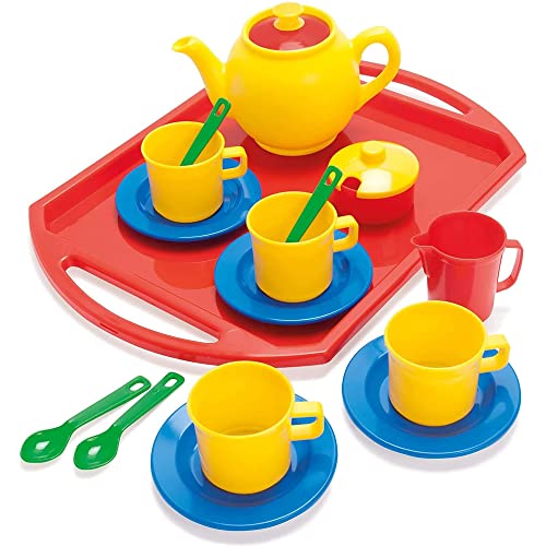 DANTOY - Tea Set on Tray - Pretend Play Tea Party for Children - 18 Pieces Pretend Toys for Kids – Multi-Colour Toy von Dantoy