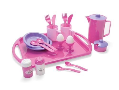 Dantoy Breakfast Set with Tray, Role Play Tea with 23 Pieces Kids Pretend Play, Made in Denmark – Princess Pink von Dantoy