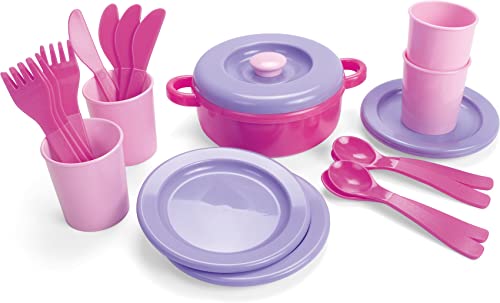 Dantoy Dinner Set for 4, Role Play Toys for Kids with 22 Pieces, Princess Pink, Multicolor, 16 x 13 x 18.5 cm von Dantoy