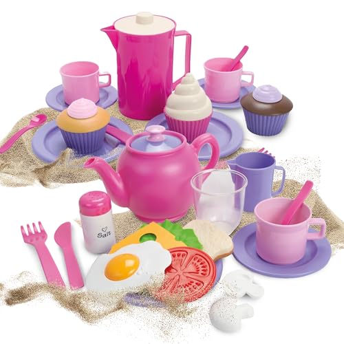 Dantoy My Little Princess 2-in-1 Kaffee- und Lunch-Set – 21-teiliges Umweltfreundliches Spielzeug für Drinnen & Draußen – Komplettset für Rollenspiele – Ab 2 Jahren von Dantoy