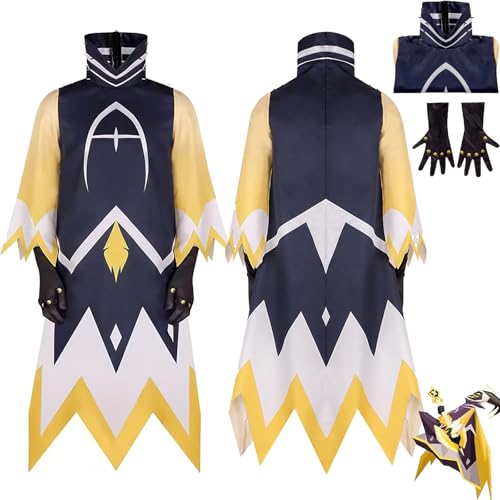 Daotutu Adam Hazbin Hotel Cosplay Kostüm für Männer Charakter Alastor Blau Uniform Erwachsene Overall Handschuhe Komplettset Jacke Dress Up Anzug Outfits Halloween Karneval Party Geschenke (2XL) von Daotutu