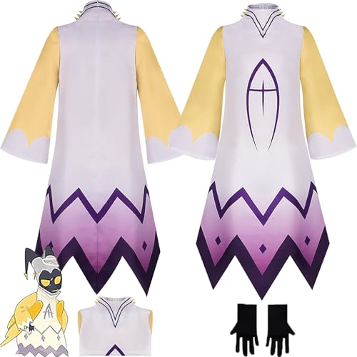 Daotutu Adam Hazbin Hotel Cosplay Kostüm für Männer Charakter Alastor Gelb Uniform Erwachsene Overall Handschuhe Komplettset Jacke Dress Up Anzug Outfits Halloween Karneval Party Geschenke (2XL) von Daotutu