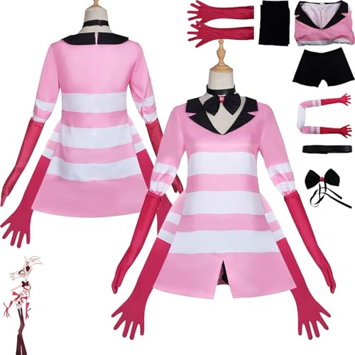 Daotutu Angel Dust Hazbin Hotel Cosplay Kostüm für Frauen Charakter Niffty Rot Uniform Erwachsene Shorts Handschuhe Komplettset Jacke Dress Up Anzug Outfits Halloween Karneval Party Geschenke (2XL) von Daotutu