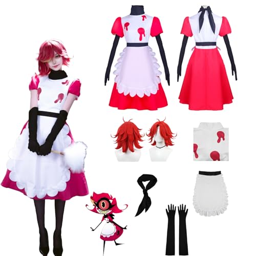 Daotutu Anime Hazbin Hotel Cosplay Kostüm Outfit Rolle Niffty Cosplay Uniform Komplettset Set Halloween Karneval Party Dress Up Anzug mit Perücke (3XL) von Daotutu