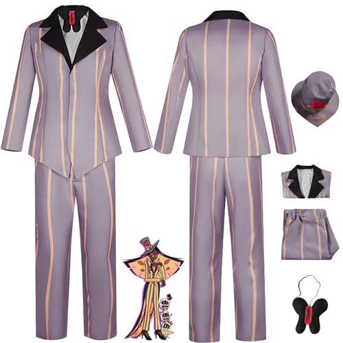 Daotutu Anime Hazbin Hotel Cosplay Kostüm Outfit Rolle Sir Pentious Uniform Komplettset Set Halloween Karneval Party Dress Up Anzug mit Hut (2XL) von Daotutu
