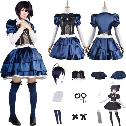 Daotutu Anime Love Chunibyo Other Delusions Cosplay Kostüm Outfit Rolle Takanashi Rikka Uniform Komplettset Set Halloween Karneval Party Dress Up Anzug mit Perücke für Frauen Mädchen (2XL) von Daotutu