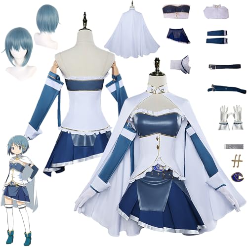 Daotutu Anime Puella Magi Madoka Magica Cosplay Kostüm Outfit Rolle Miki Sayaka Uniform Komplettset Set Halloween Karneval Party Dress Up Anzug mit Wig für Frauen Mädchen (M) von Daotutu