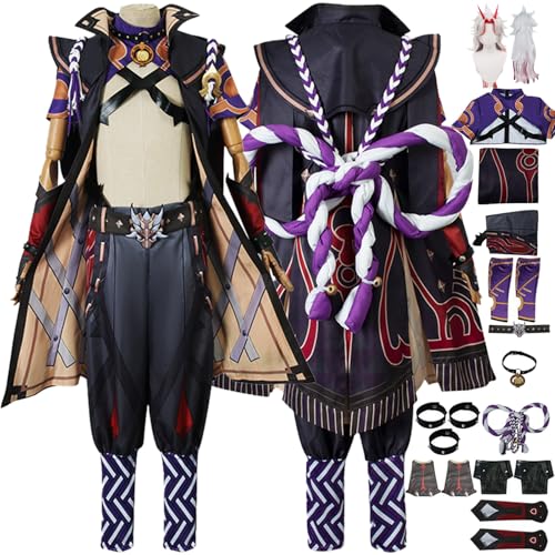 Daotutu Arataki Itto Cosplay für Genshin Impact Cosplay mit Perücke Kostüm Outfit Upgraded Edition Anime Rolle Scaramouche wanderer Kamisato Ayato Furina Xiao Cosplay Uniform Halloween Set(ohne Hut) von Daotutu