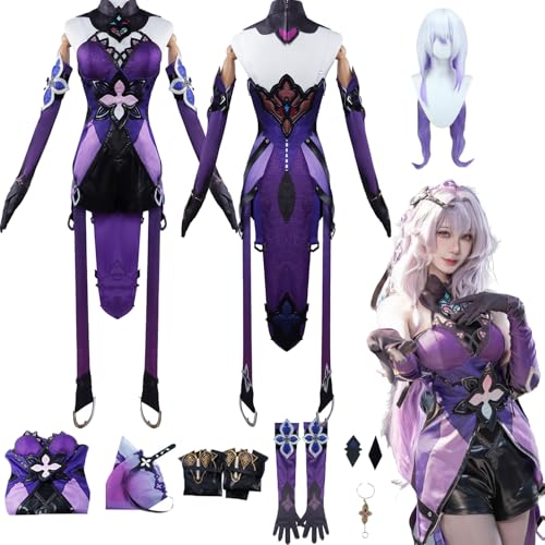 Daotutu Black Swan Honkai Star Rail Cosplay Kostüm mit Perücke für Frauen Charakter Firefly Lila Uniform Erwachsene Komplettset Jacke Dress Up Anzug Outfits Halloween Karneval Party Geschenke (XL) von Daotutu