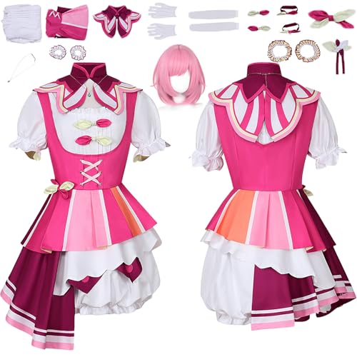 Daotutu Emu Otori Project Sekai Colourful Stage Cosplay Perücke Kostüm Outfit für Frauen Mädchen Anime Charakter Asahina Mafuyu Rot Kleid Uniform Set Halloween Karneval Party Dress Up Anzug (S) von Daotutu