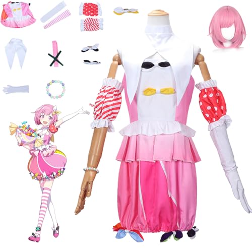 Daotutu Emu Otori Project Sekai Colourful Stage Cosplay Perücke Kostüm Outfit für Frauen Mädchen Anime Charakter Rosa Jacke Uniform Komplettes Set Halloween Karneval Party Dress Up Anzug (XS) von Daotutu