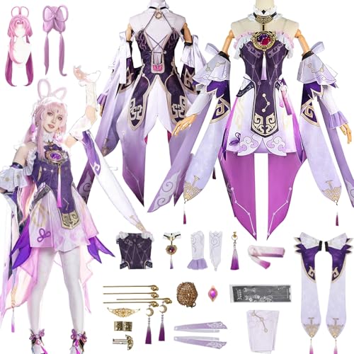 Daotutu Fu Xuan Honkai Star Rail Cosplay Kostüm mit Perücke für Frauen Charakter Firefly Lila Uniform Erwachsene Komplettset Jacke Dress Up Anzug Outfits Halloween Karneval Party Geschenke (3XL) von Daotutu