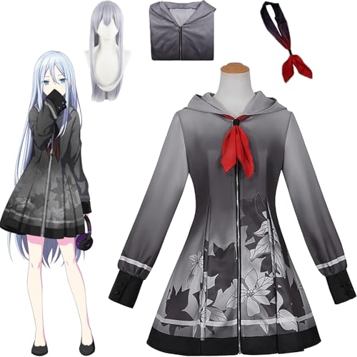 Daotutu Kanade Yoisaki Project Sekai Colourful Stage Cosplay Perücke Kostüm Outfit für Frauen Mädchen Anime Charakter Asahina Mafuyu Grau Uniform Full Set Halloween Karneval Party Dress Up Anzug (3XL) von Daotutu